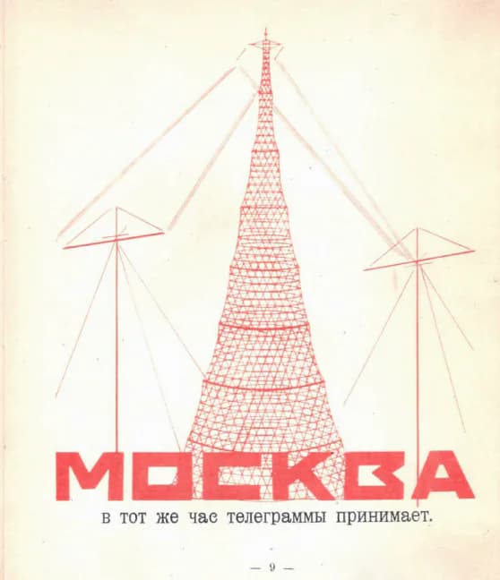 Плакат «Москва в тот же час телеграммы принимает» с радиобашней